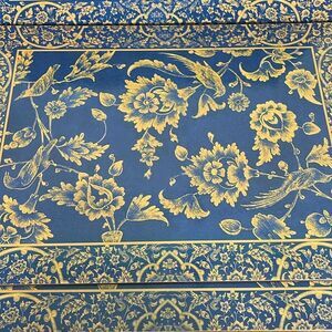 Metropolitan Museum of Art Placemats Royal Indian Floral Lapis Blue Set of 4 EUC
